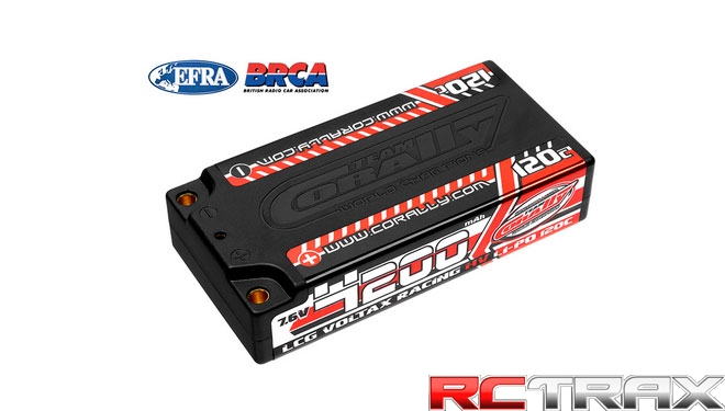 4200 mAh 7.6V Team Corally 120C LiPo HV LCG Shorty 2S 4mm Bullit