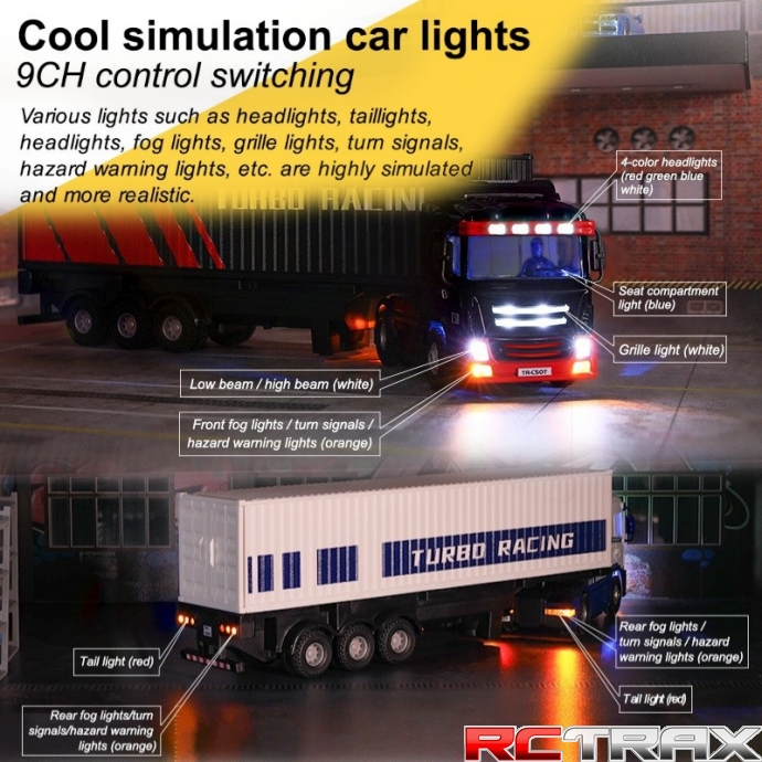 Turbo Racing ciężarówka RC 1/76 C50 z przyczepą RTR - white