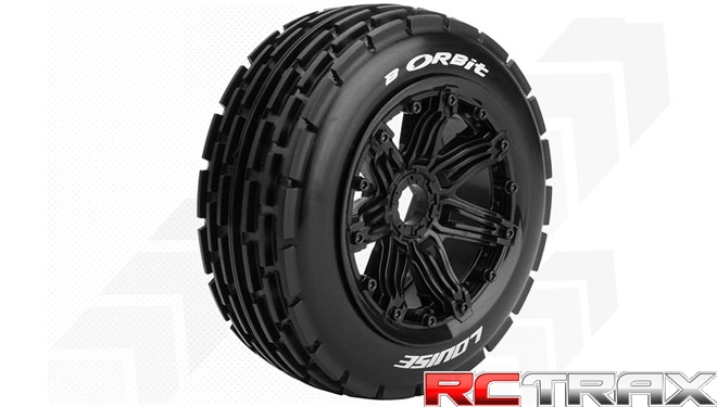 24mm hex Louise RC B-ORBIT 2szt. 1-5 Buggy Tire Set Mounted Sport Black Bead-Lock Wheels Front