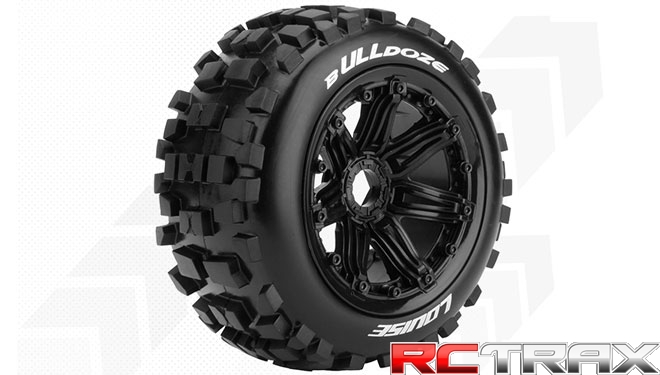 24mm hex Louise RC B-ULLDOZE 2szt. 1-5 Buggy Tire Set Mounted Sport Black Bead-Lock Wheels Front