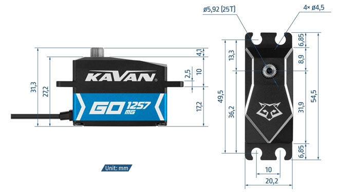 25T Kavan GO-1257MG serwo bezszczotkowe