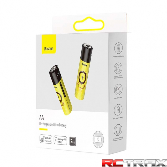 Accumlators 2xAA Baseus, 1920mAh, micro USB (black-yellow)