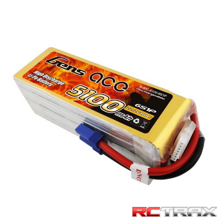 Akumulator GensAce 5100mAh 22.2V 80C 6S1P EC5