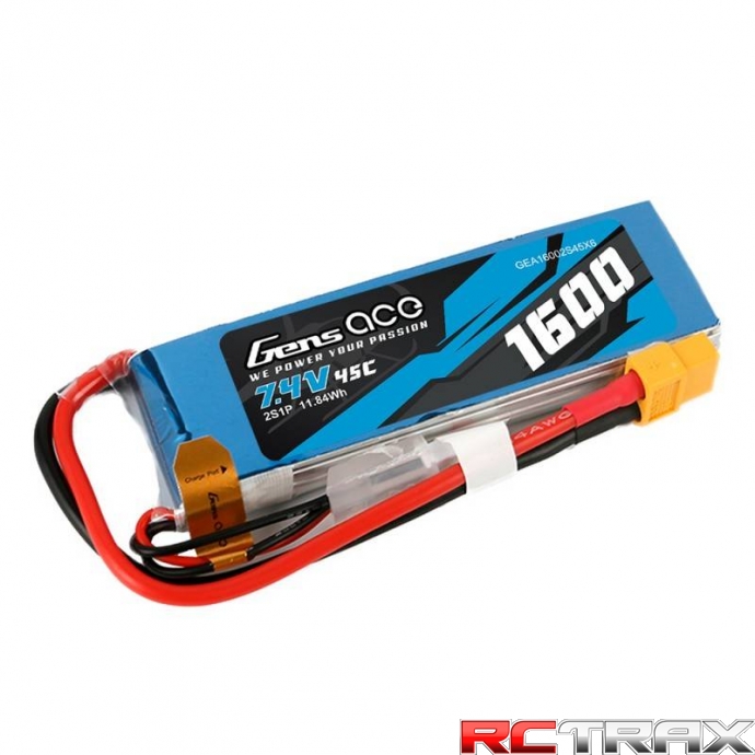Akumulator GensAce LiPo 1600mAh 7.4V 45C 2S1P XT60