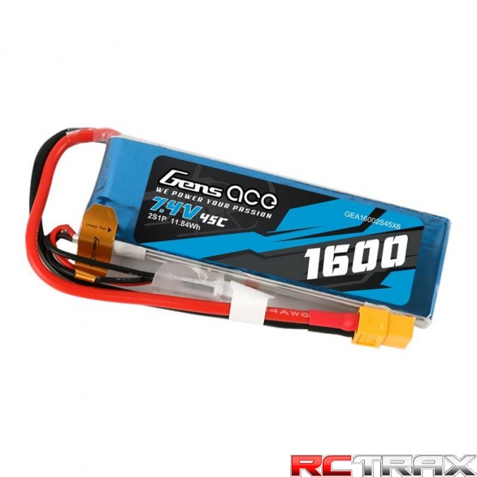 Akumulator GensAce LiPo 1600mAh 7.4V 45C 2S1P XT60