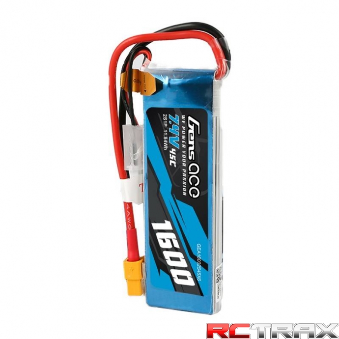 Akumulator GensAce LiPo 1600mAh 7.4V 45C 2S1P XT60