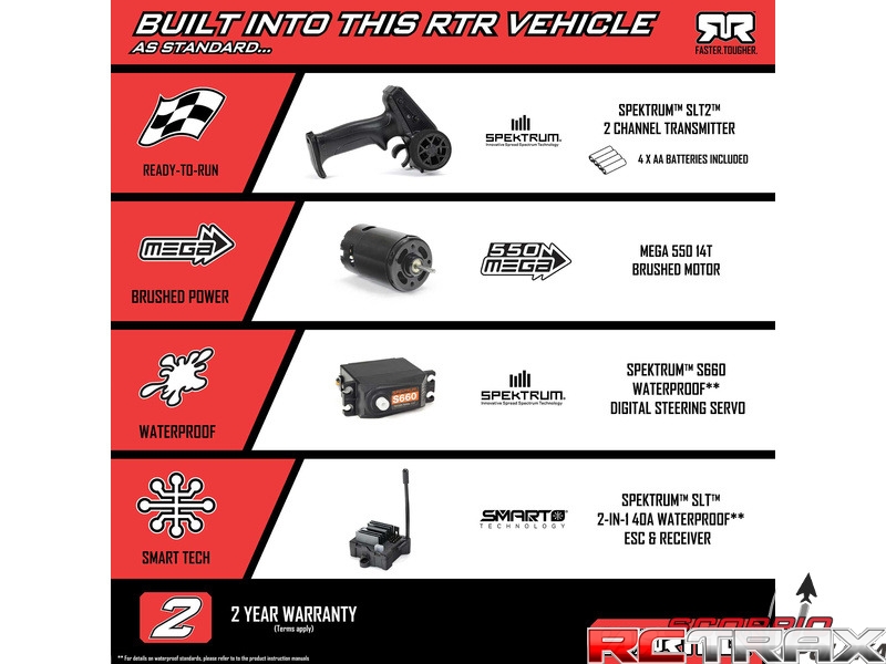 Arrma Fury Mega 550 2WD 1:10 Smart RTR czerwony