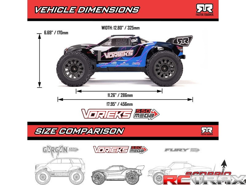 Arrma Vorteks Mega 550 2WD 1:10 RTR Basic niebieski