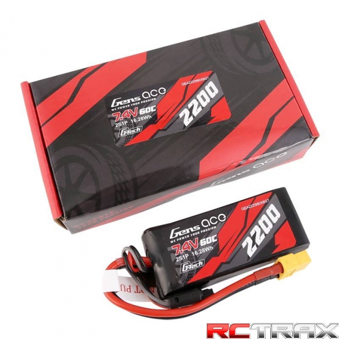 2200mAh 7,4V 60C GensAce G-Tech LiPo 2S1P XT60