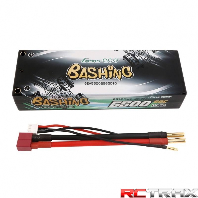 Baterie Lipo Gens ace 5500mAh 2S 7,4V 60C HardCase RC 10# auto s T-zástrčkou