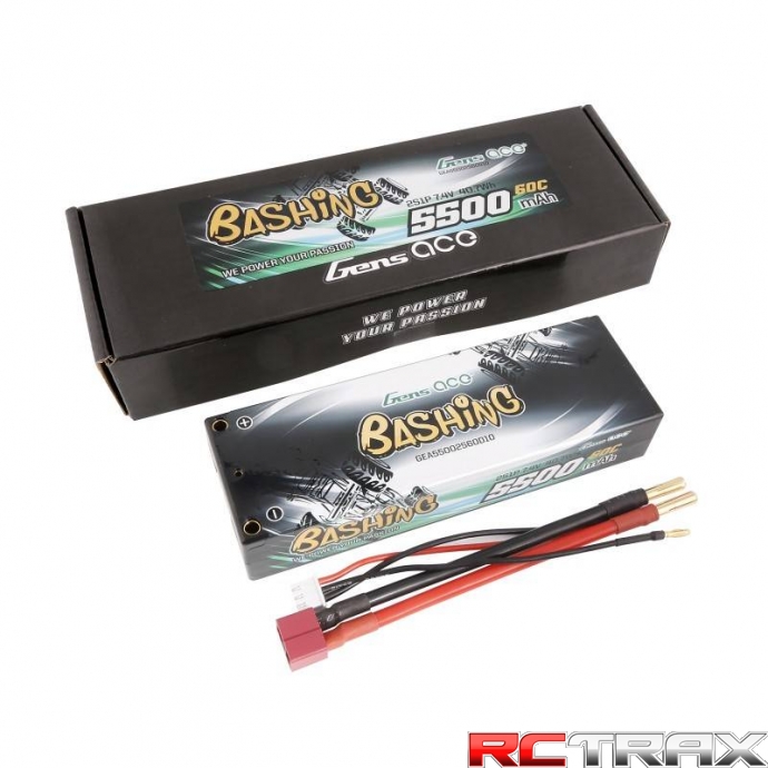 Baterie Lipo Gens ace 5500mAh 2S 7,4V 60C HardCase RC 10# auto s T-zástrčkou