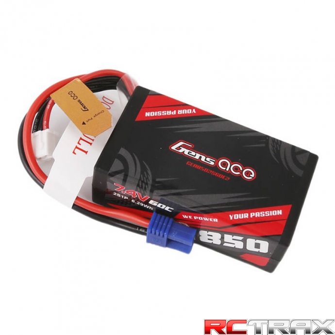 850mAh 7,4V 60C  akumulator Gens Ace 2S1P EC2 Plug