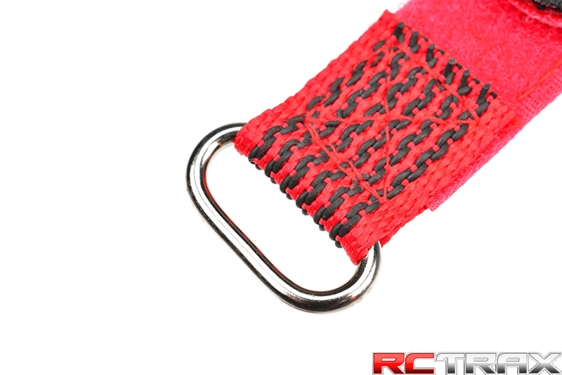 Team Corally C-50531 - Pro Battery Straps - 250x20mm - Metal Buckle - Silicone Anti-Slip Strings - Red - 2 pcs