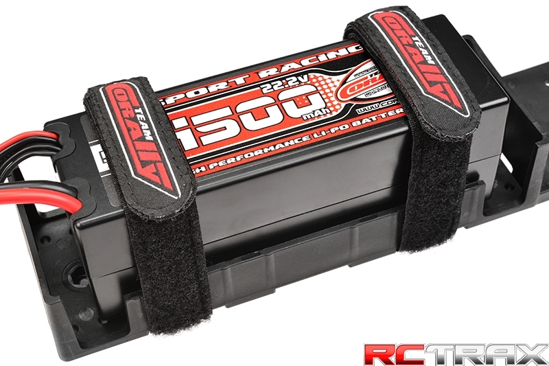 Team Corally C-50535 - Pro Battery Straps - 300x20mm - Metal Buckle - Silicone Anti-Slip Strings - Black - 2 pcs