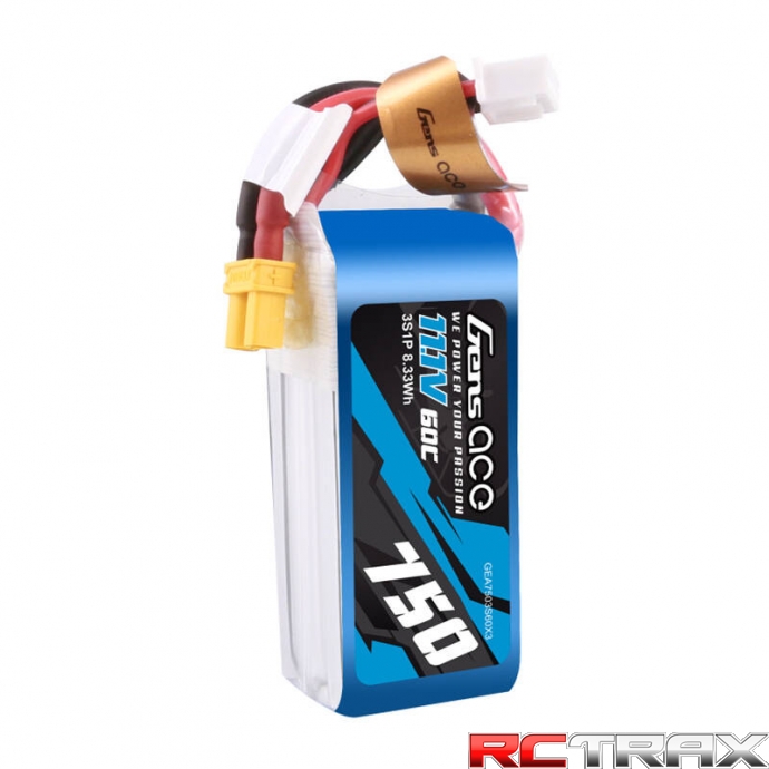 GENS ACE 750MAH 11.1V 60C 3S1P LIPO BATTERY PACK WITH XT30