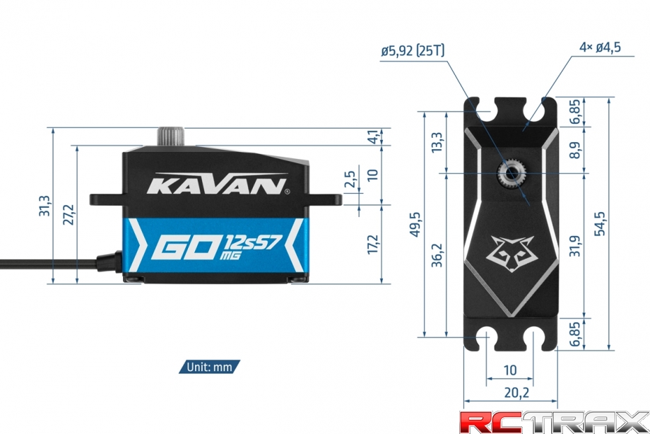 Serwo cyfrowe GO-12S57MG (0,070 s/60°, 20kg.cm)