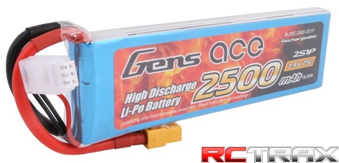 Gens Ace 2500mAh 7,4V 25C 2S1P XT60 LiPo Battery