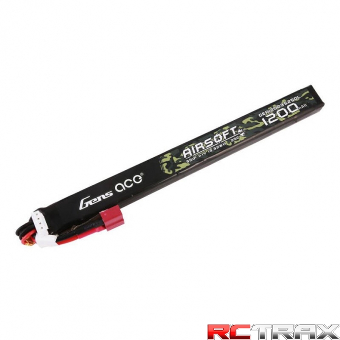Gens Ace 25C 1200mAh 3S1P 11.1V Airsoft Gun Lipo Battery with T Plug Long size