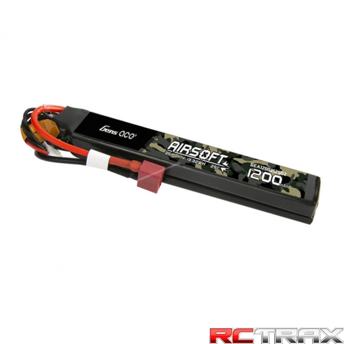 Gens Ace 25C 1200mAh 3S1P 11.1V Saddle Airsoft Gun Lipo Battery with T Plug