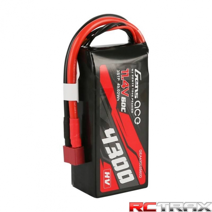Gens Ace 4300mAh 11.4V 60C 3S1P T-Plug Battery