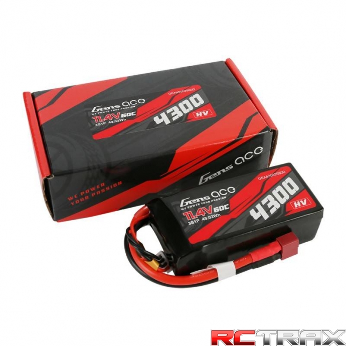 Gens Ace 4300mAh 11.4V 60C 3S1P T-Plug Battery