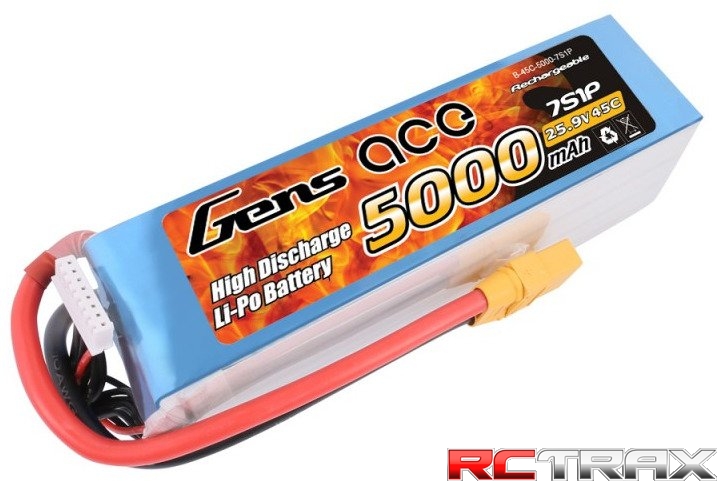 Gens Ace 5000mAh 25.9V 45C 7S1P XT90 Battery
