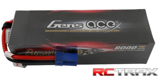 Gens Ace 8000mAh 14.8V 80C 4S1P LiPo Battery Pack with EC5 Plug-Bashing Pro Series