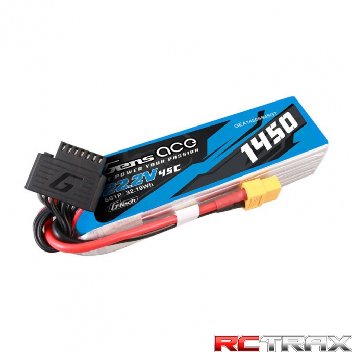 Gens Ace G-Tech 1450mAh 22.2V 45C 6S1P Lipo Battery Pack with XT60 Plug