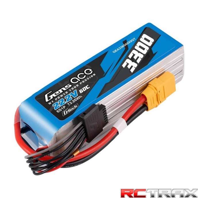 Gens Ace G-Tech 3300mAh 22.2V 60C 6S1P XT90 Lipo Battery Pack