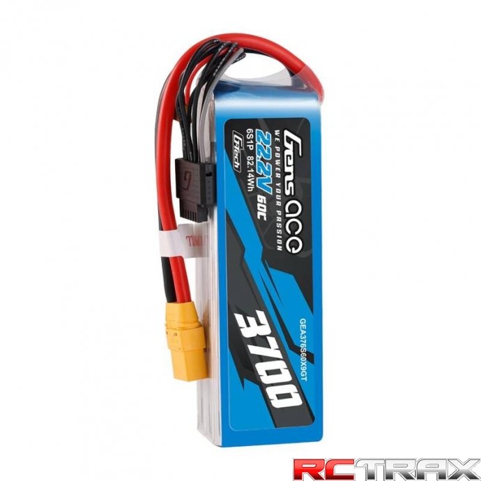 Gens Ace G-Tech 3700mAh 22.2V 60C 6S1P XT90 Lipo Battery Pack