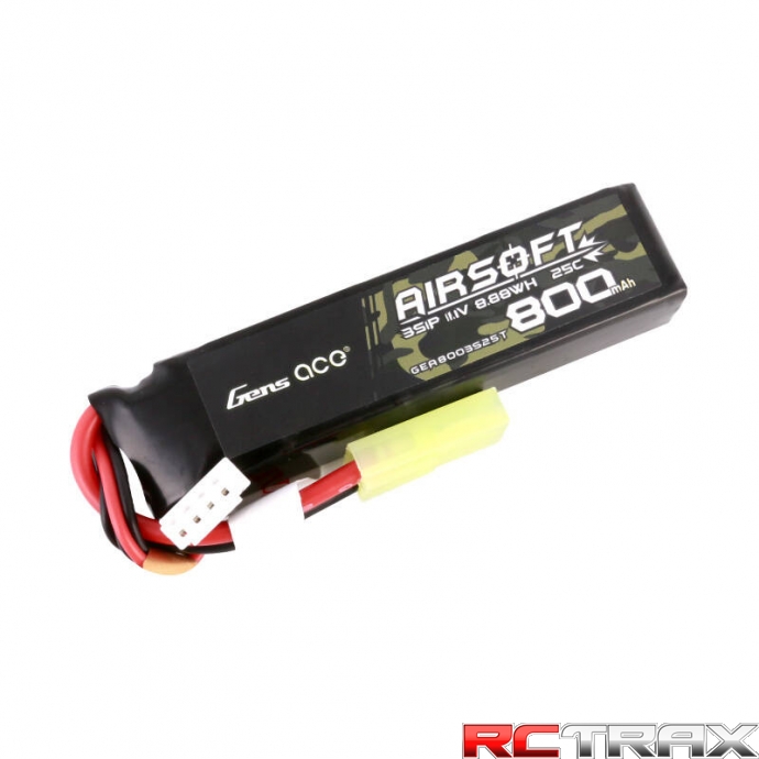 Gens Ace Lipo 800MAH 11.1V 25C 3S1P Airsoft Gun Lipo Battery with mini Tamiya Plug