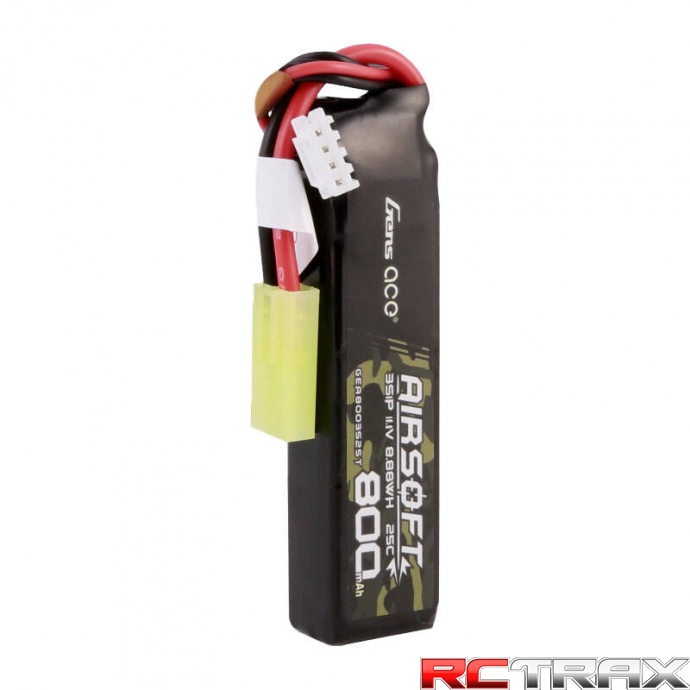 Gens Ace Lipo 800MAH 11.1V 25C 3S1P Airsoft Gun Lipo Battery with mini Tamiya Plug