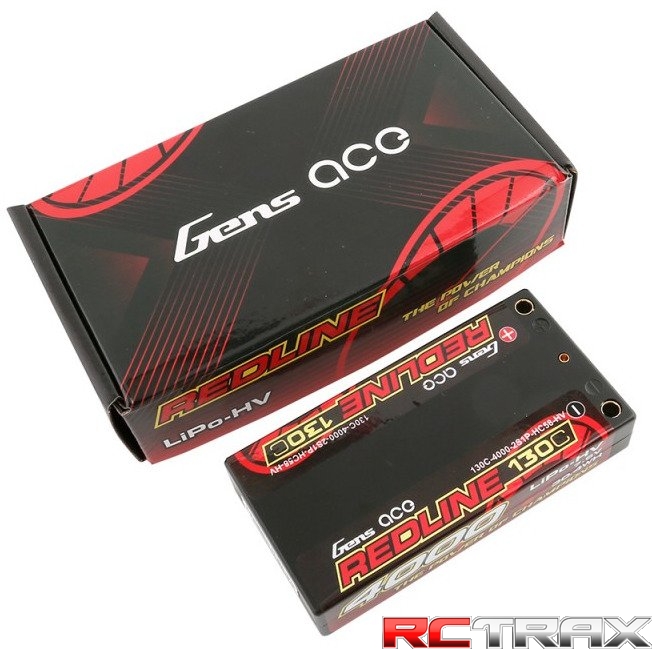 Gens Ace Redline Series 4000mAh 7.6V 130C 2S1P HardCase HV Lipo Battery