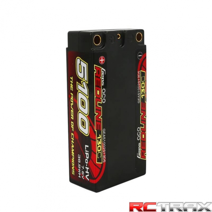 Gens Ace Redline Series 5100mAh 7.6V 130C 2S2P HardCase HV Lipo Battery