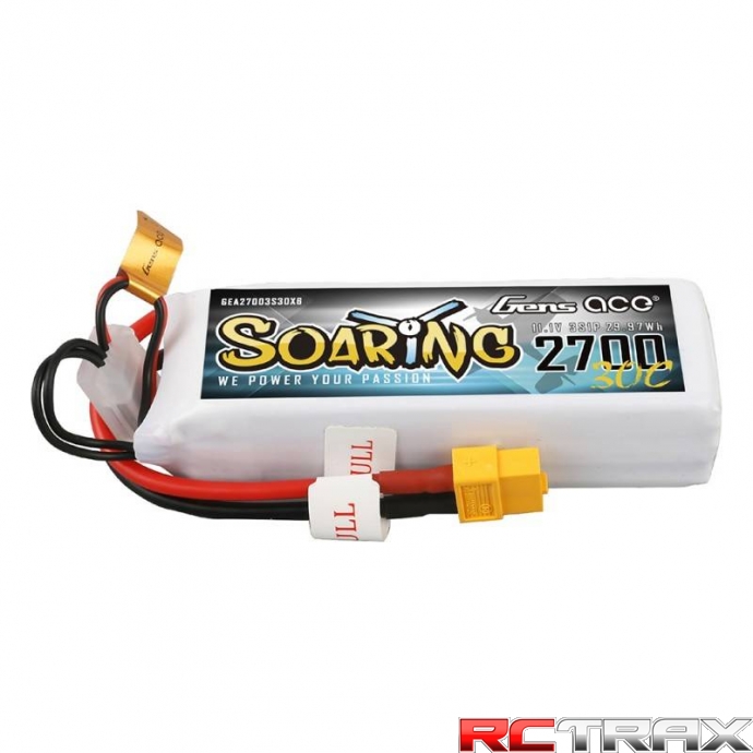 Gens Ace Soaring 2700mAh 11.1V 30C 3S1P Lipo Battery Pack with XT60 plug