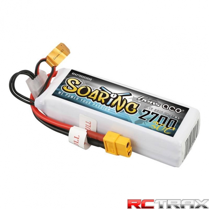 Gens Ace Soaring 2700mAh 11.1V 30C 3S1P Lipo Battery Pack with XT60 plug
