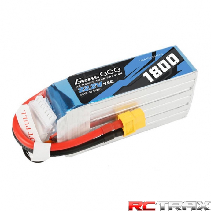 Gens ace 1800mAh 22.2V 45C 6S1P Lipo Battery Pack