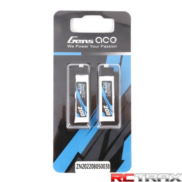 Gens ace 200mAh 3.7V 45C 1S1P Lipo Battery (2pcs)