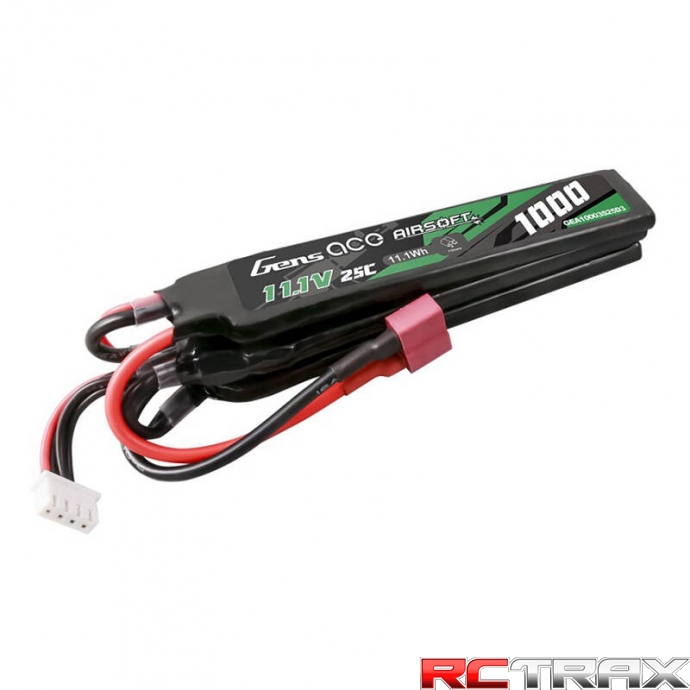 Gens ace 25C 1000mAh 3S1P 11.1V Nunchuck 3X Airsoft Gun Lipo Battery with T Plug