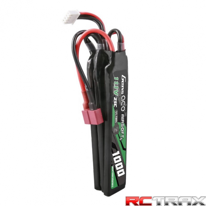 Gens ace 25C 1000mAh 3S1P 11.1V Nunchuck 3X Airsoft Gun Lipo Battery with T Plug
