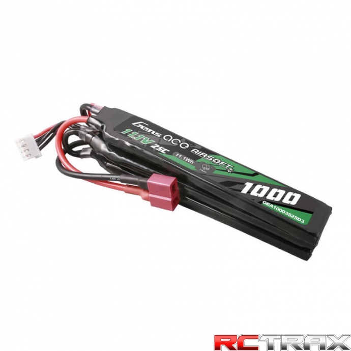 Gens ace 25C 1000mAh 3S1P 11.1V Nunchuck 3X Airsoft Gun Lipo Battery with T Plug