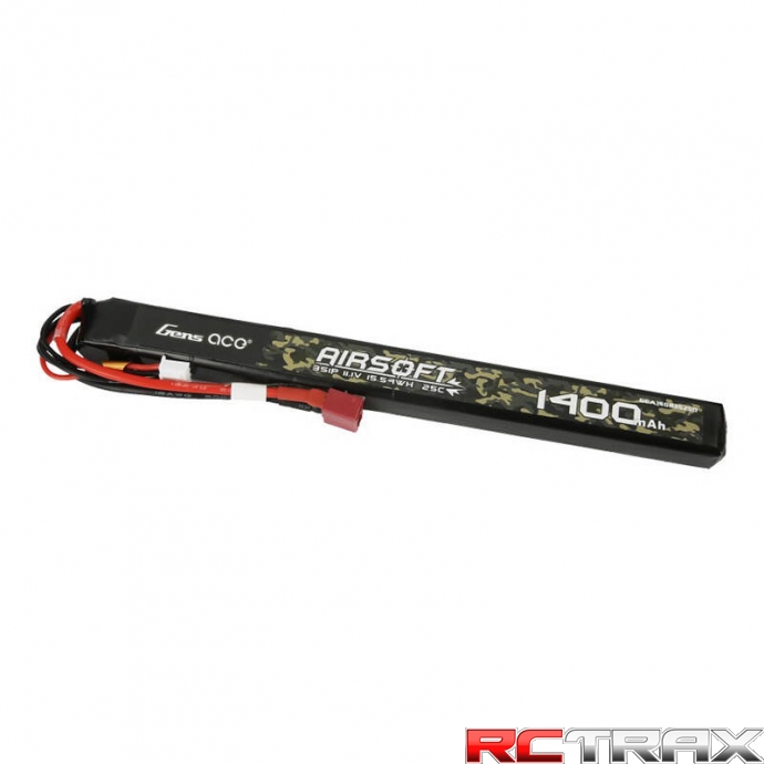 Gens ace 25C 1400mAh 3S1P 11.1V Airsoft Gun Lipo Battery with T Plug