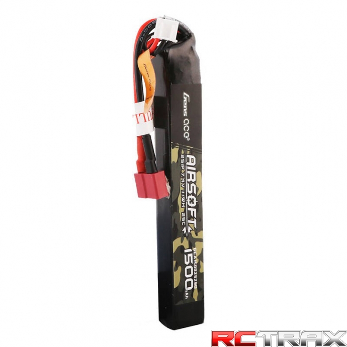 Gens ace 25C 1500mAh 2S1P 7.4V Airsoft Gun Lipo Battery with T Plug