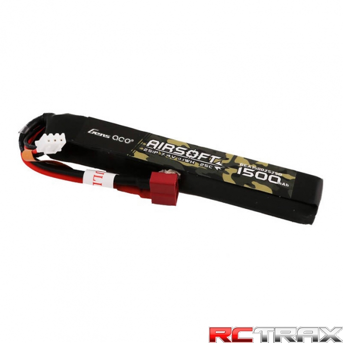 Gens ace 25C 1500mAh 2S1P 7.4V Airsoft Gun Lipo Battery with T Plug