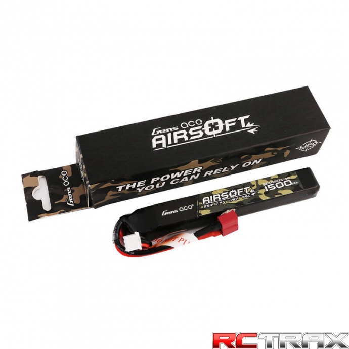 Gens ace 25C 1500mAh 2S1P 7.4V Airsoft Gun Lipo Battery with T Plug