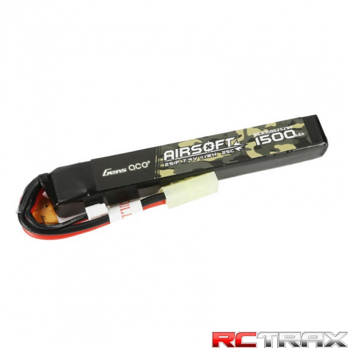 Gens ace 25C 1500mAh 2S1P 7.4V Airsoft Gun Lipo Battery with mini Tamiya Plug