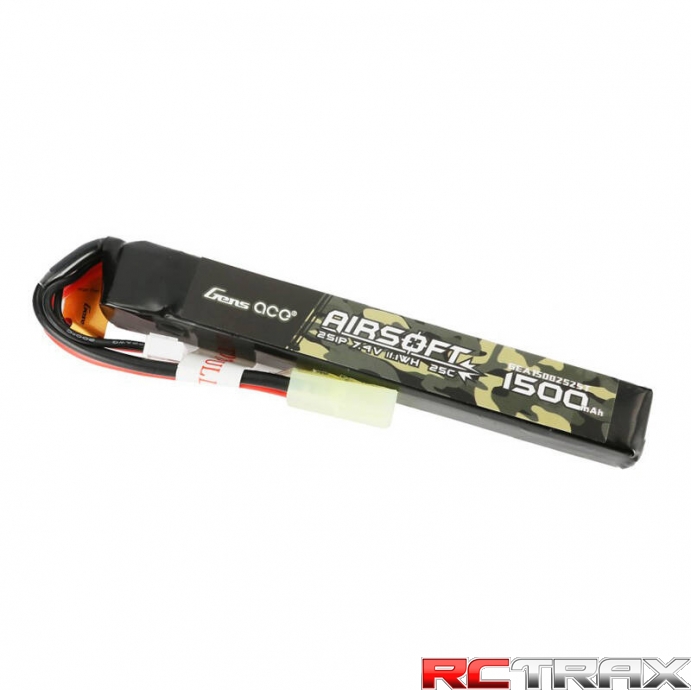 Gens ace 25C 1500mAh 2S1P 7.4V Airsoft Gun Lipo Battery with mini Tamiya Plug