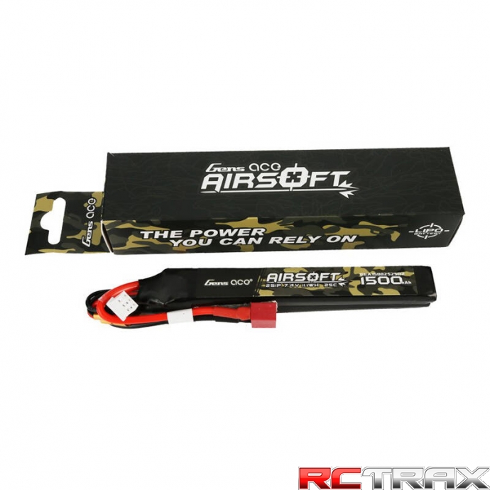 Gens ace 25C 1500mAh 2S1P 7.4V Nunchuck 2X Airsoft Gun Lipo Battery with T Plug
