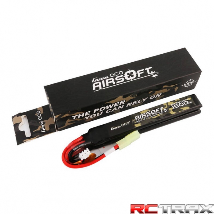 Gens ace 25C 1500mAh 2S1P 7.4V Nunchuck 2X Airsoft Gun Lipo Battery with mini Tamiya Plug