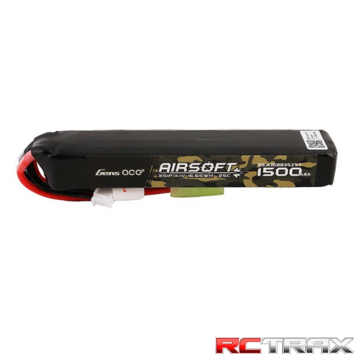 Gens ace 25C 1500mAh 3S1P 11.1V Airsoft Gun Lipo Battery with mini Tamiya Plug